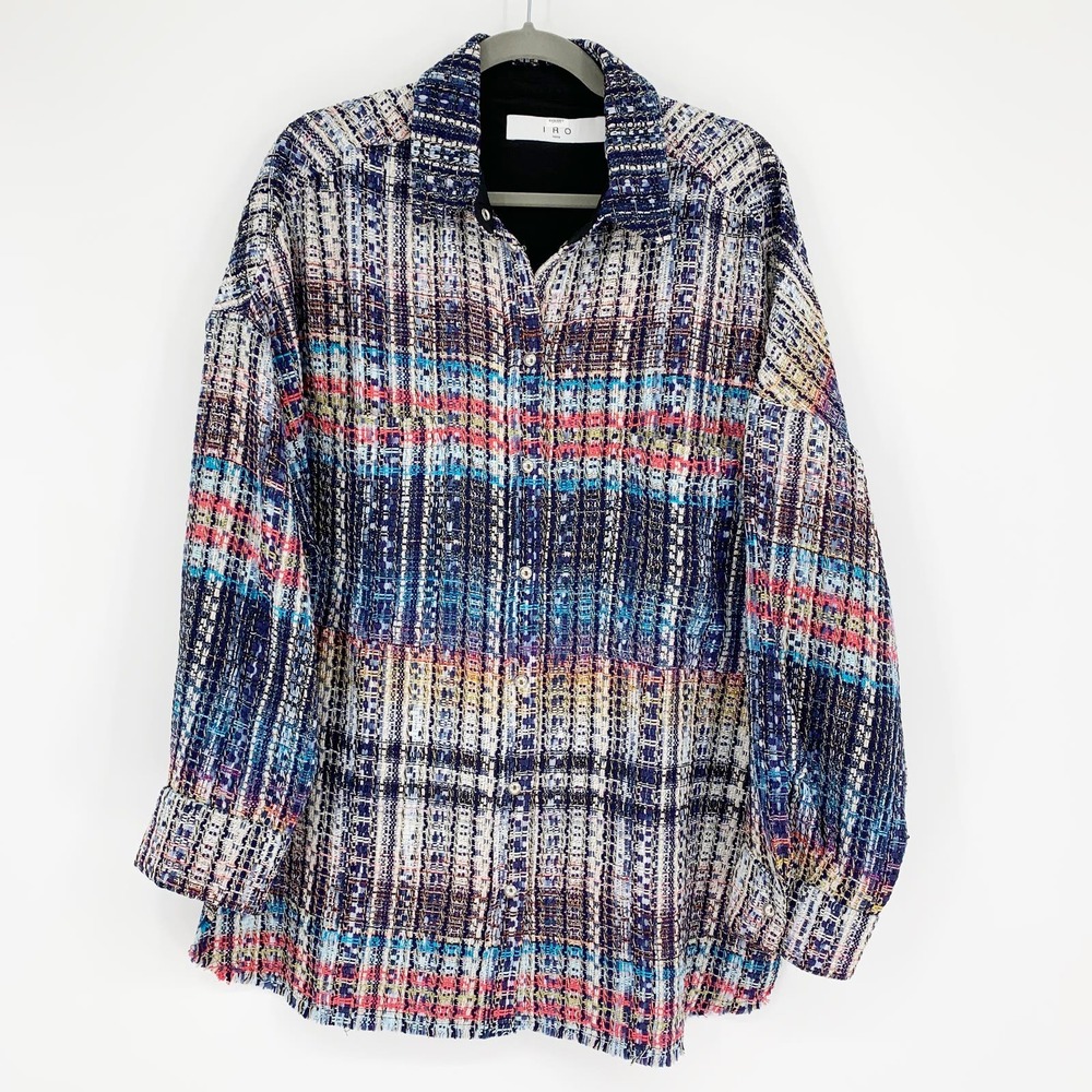 IRO | Rosal Tweed Raw Hem Shirt Jacket, Sz 44 (L/12)